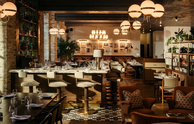 Interior of Albie restaurant and bar area