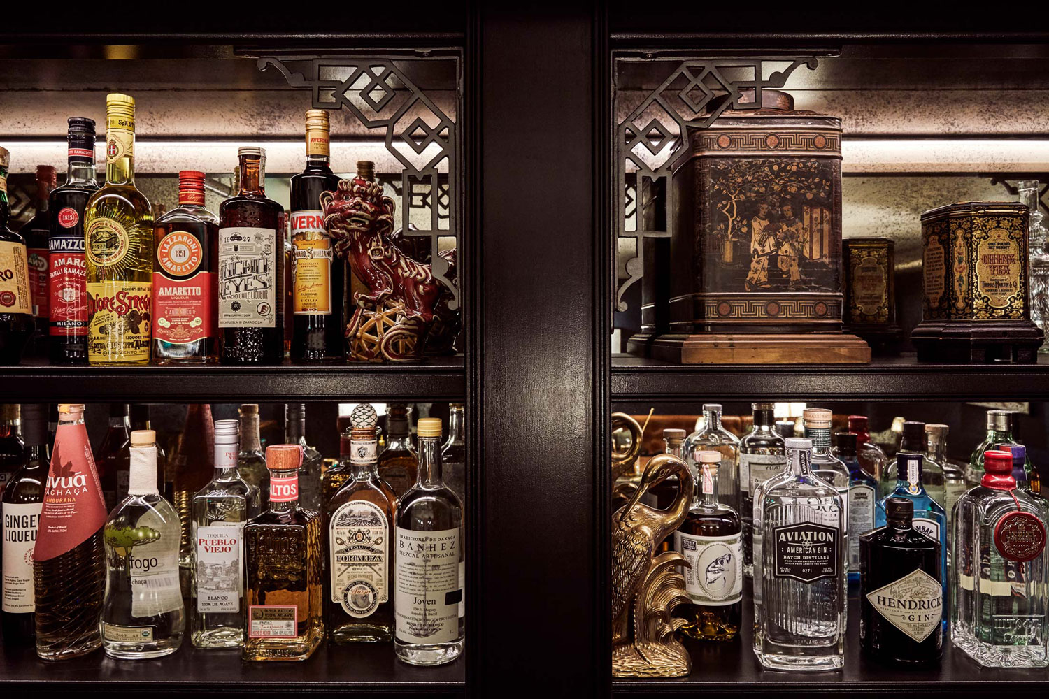 Drinks behind the bar in Portland basement