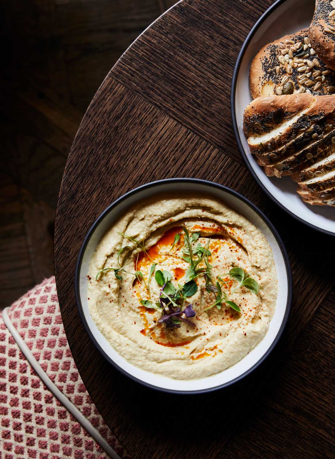 Jacques bar food - a bowl of hummus