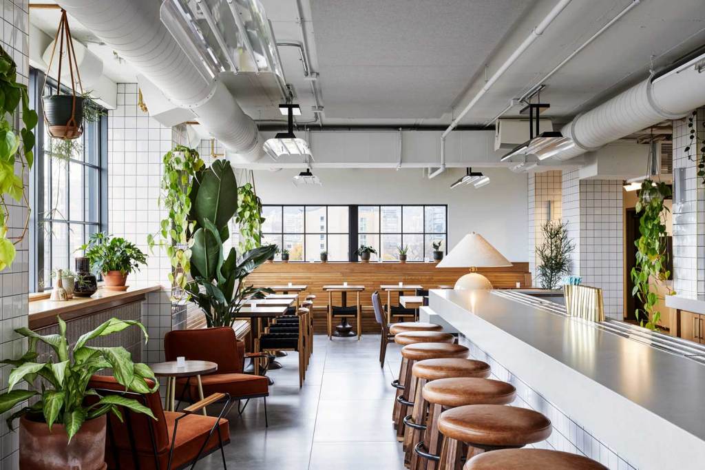 The majority of the table seating that can be seen in this photo is for one or two people but the tables can be joined together to accommodate for more