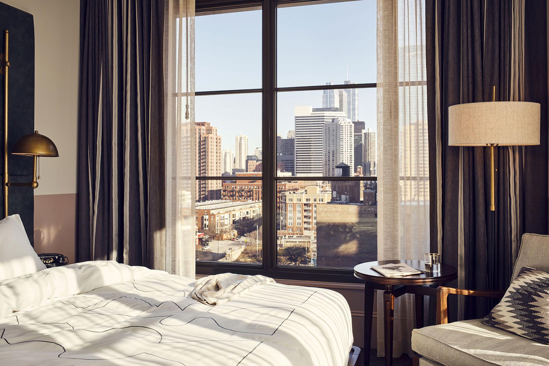 View of high rise buildings in the city from the hotel room