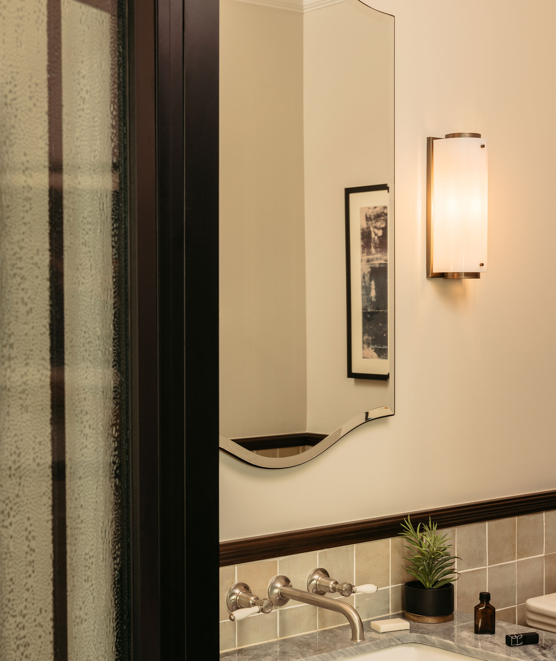 Mirror above bathroom sink