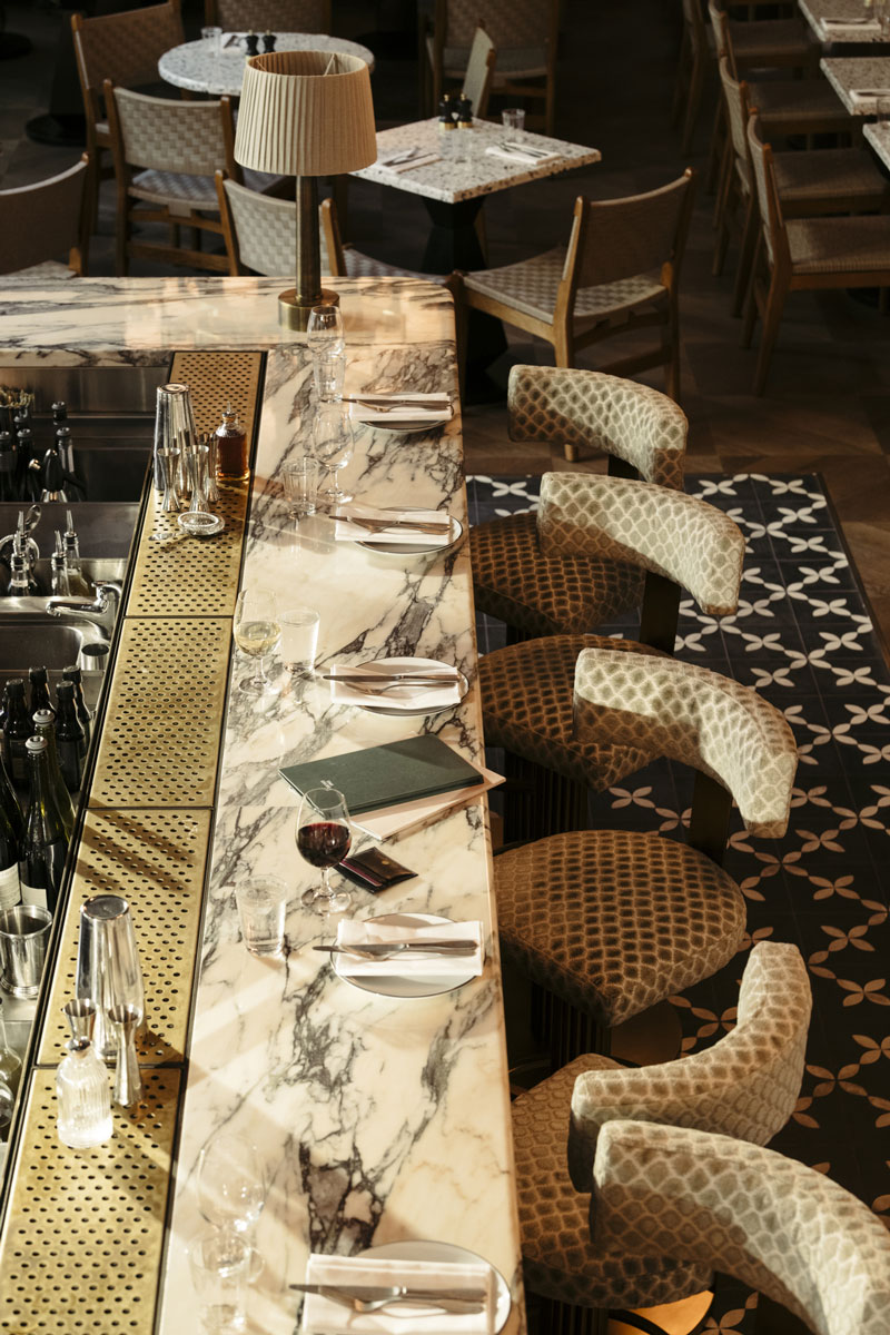 Tables at the bar at Albie