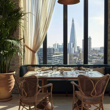 View of the Shard in Seabird restaurant Southwark