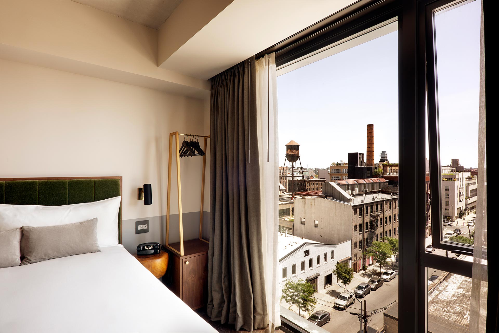 A gorgeous view over Brooklyn from the large window in this room type.