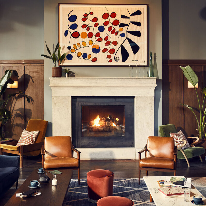 Fireplace in Chicago hotel