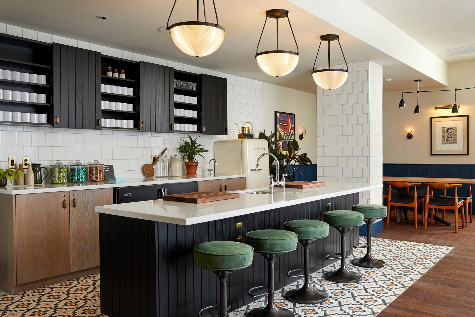 Pantry area that turns into a private bar at night