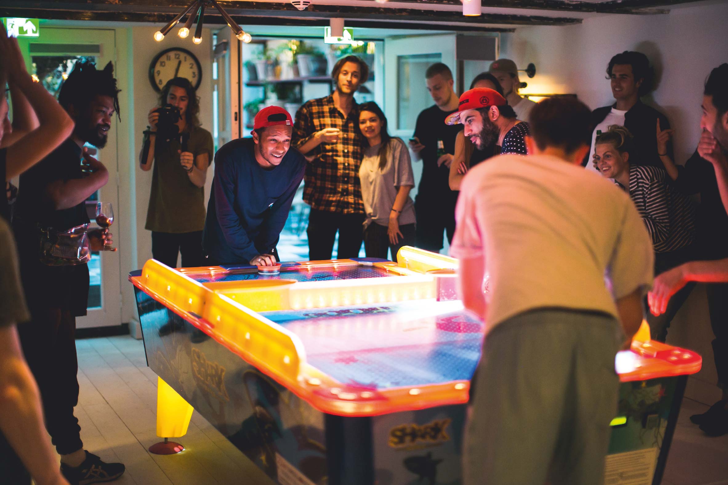 Air hockey at an event