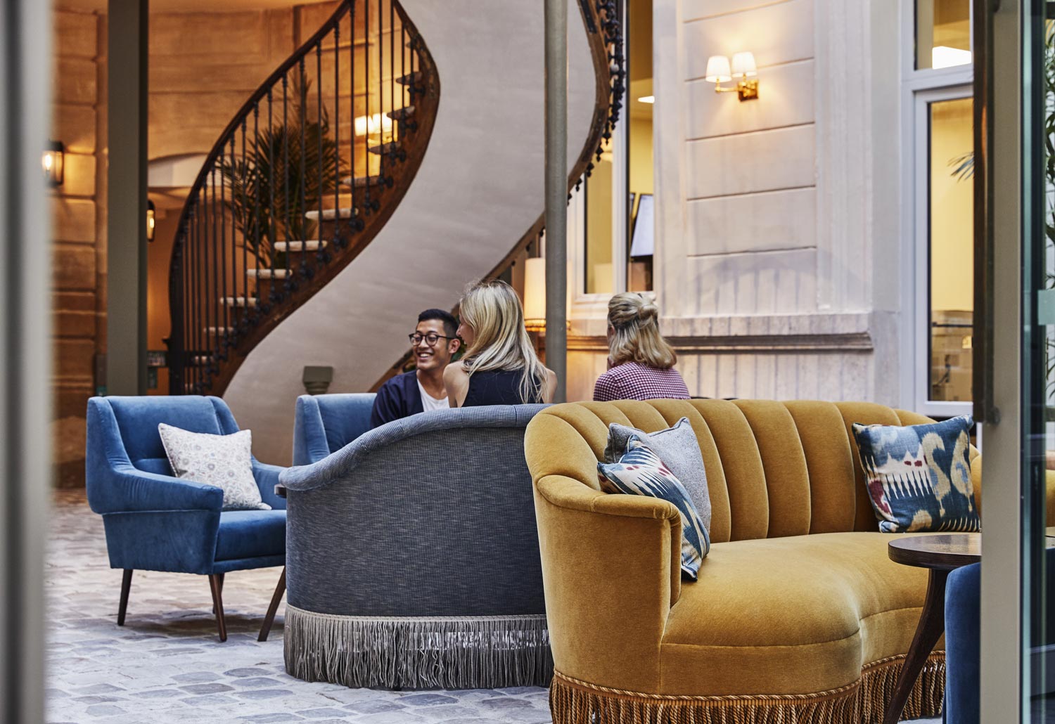 People sitting in lobby