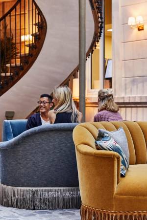 People sitting in lobby