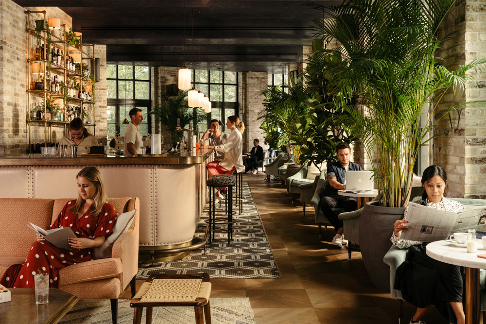 Bar and lobby area in The Hoxton Southwark