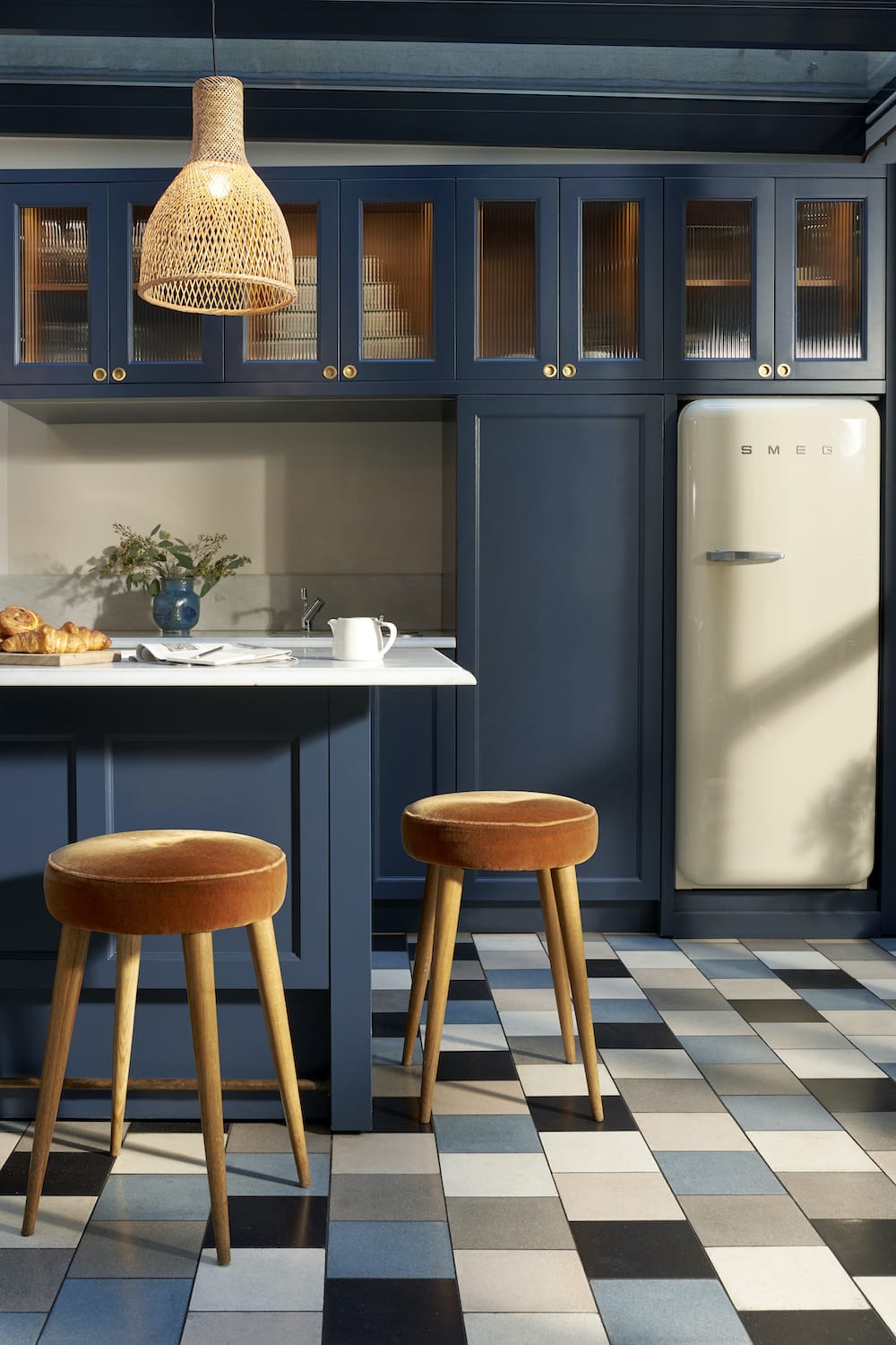 Stools and fridge in the pantry kitchen