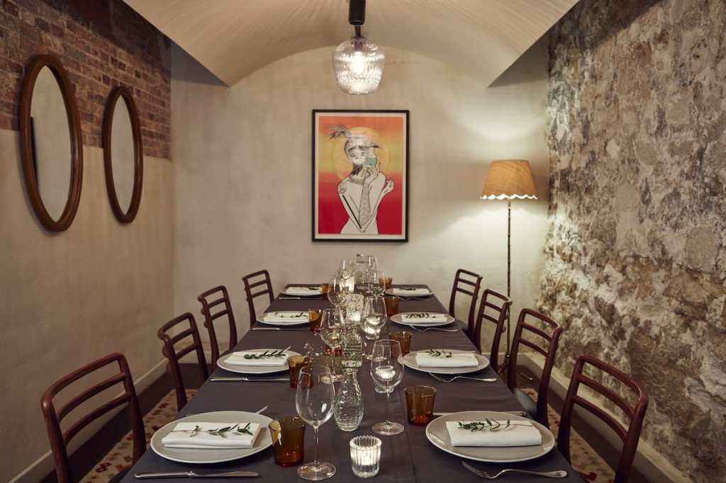 Private dining set up in La Cachette