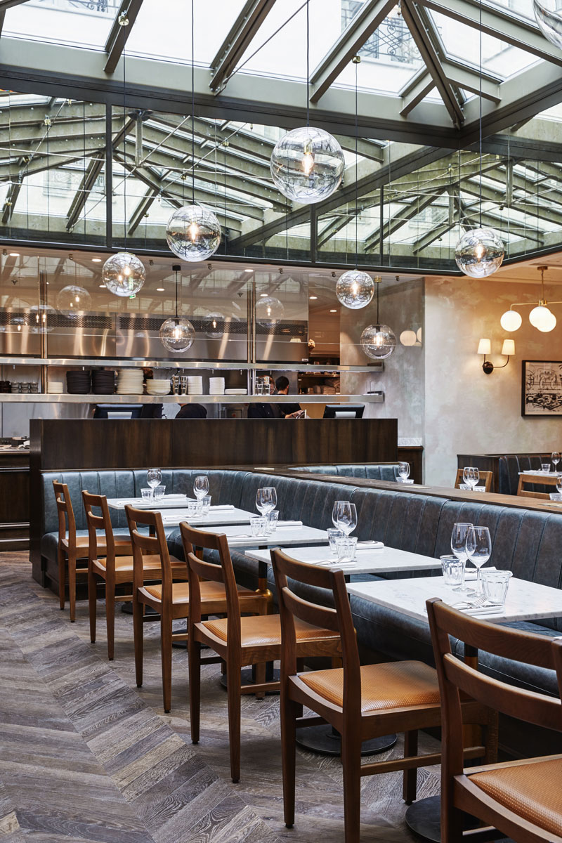 Rivie restaurant inside area with glass roof