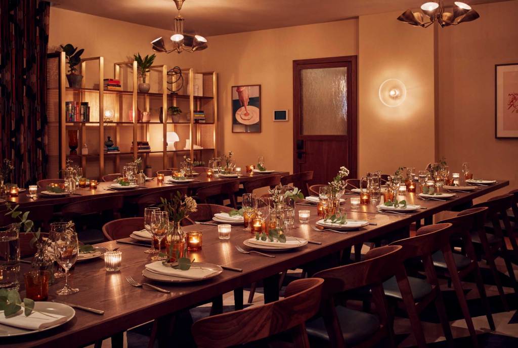 Library set up for Private Dining event