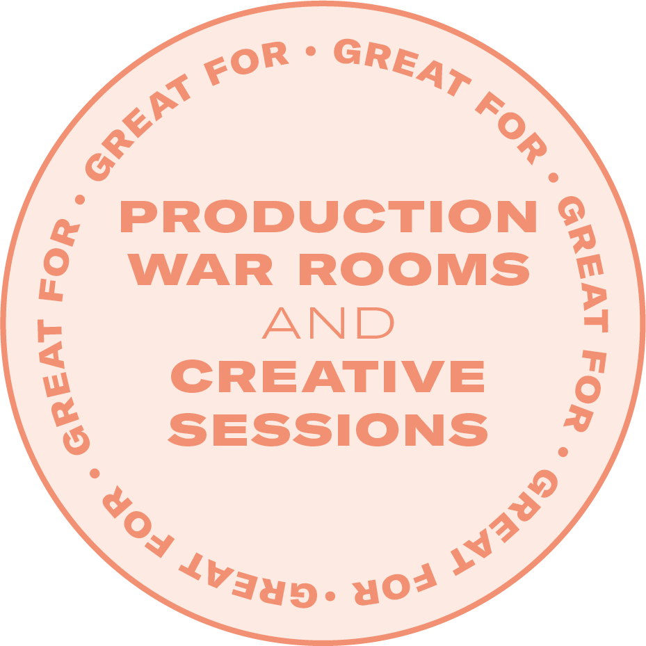 Great for Production War Rooms and Creative Sessions
