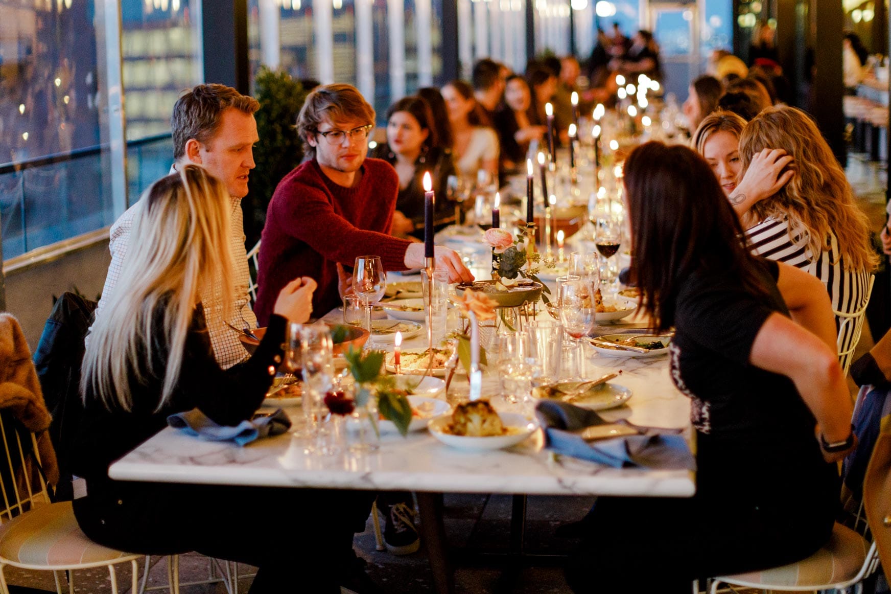 Large group of diners