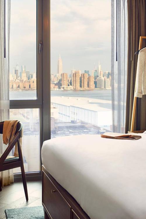 Room interior with views over Manhattan.