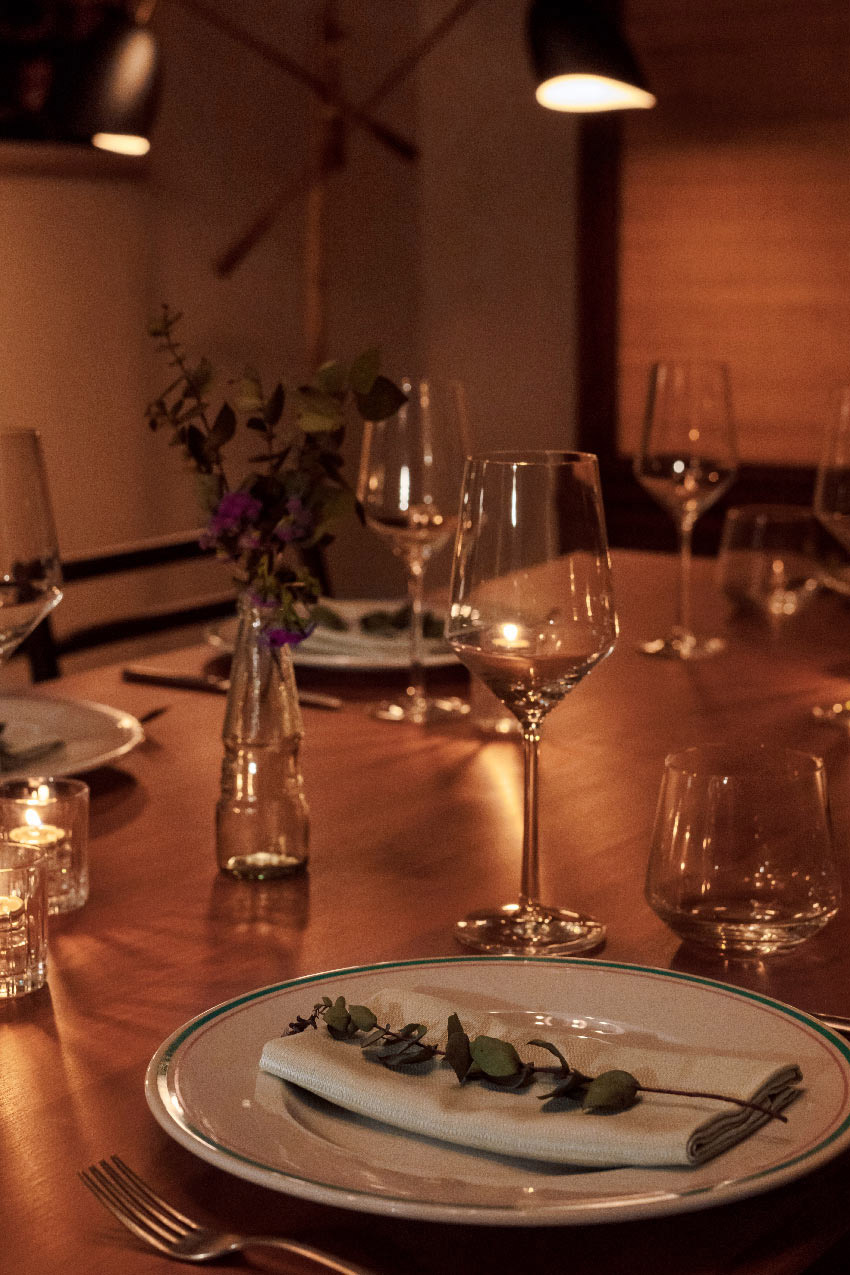 Table set up for dining event