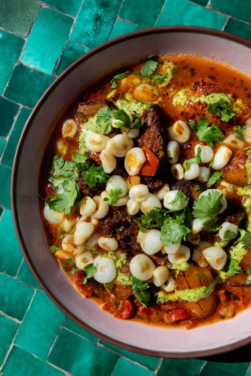 Stunning stew filled with fresh ingredients in a rich red base sauce.