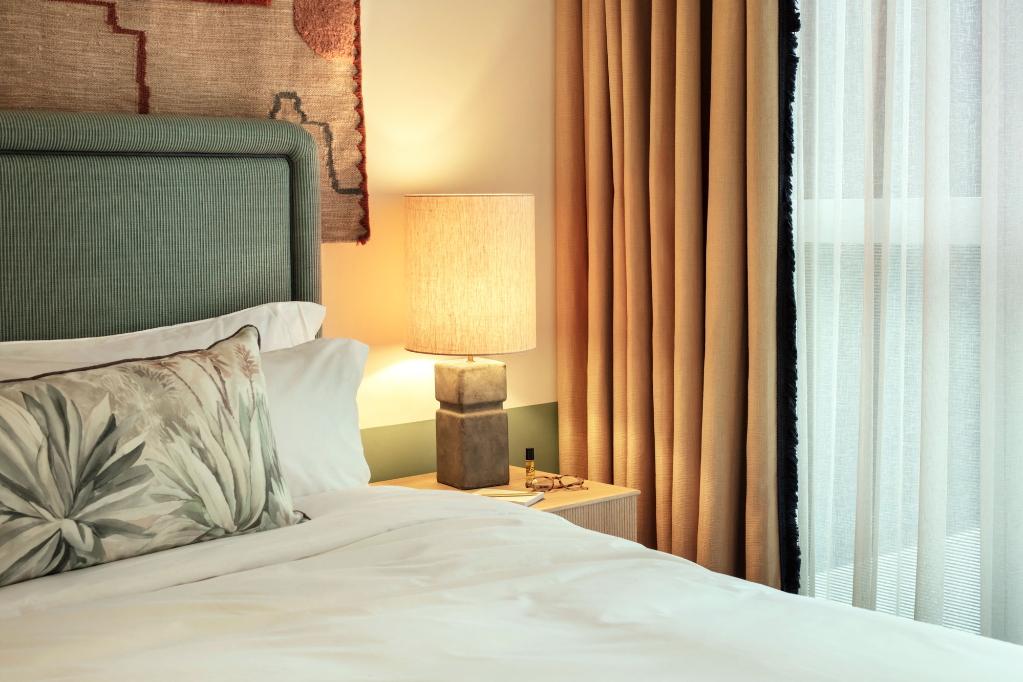 Bedside table with lamp