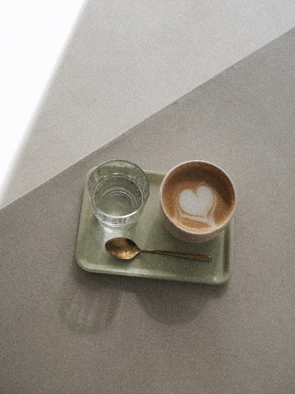 Coffee with a love heart in the milk