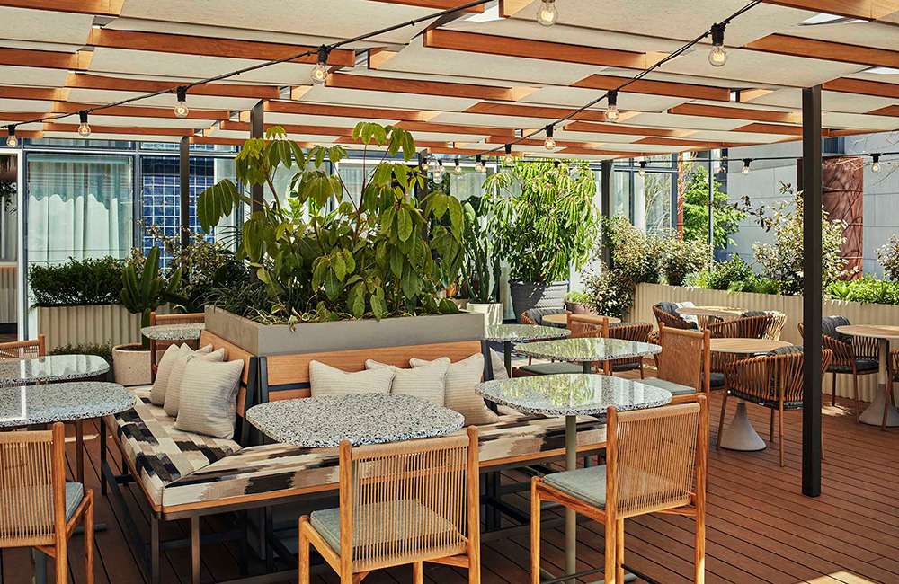 Outside terrace under a covering