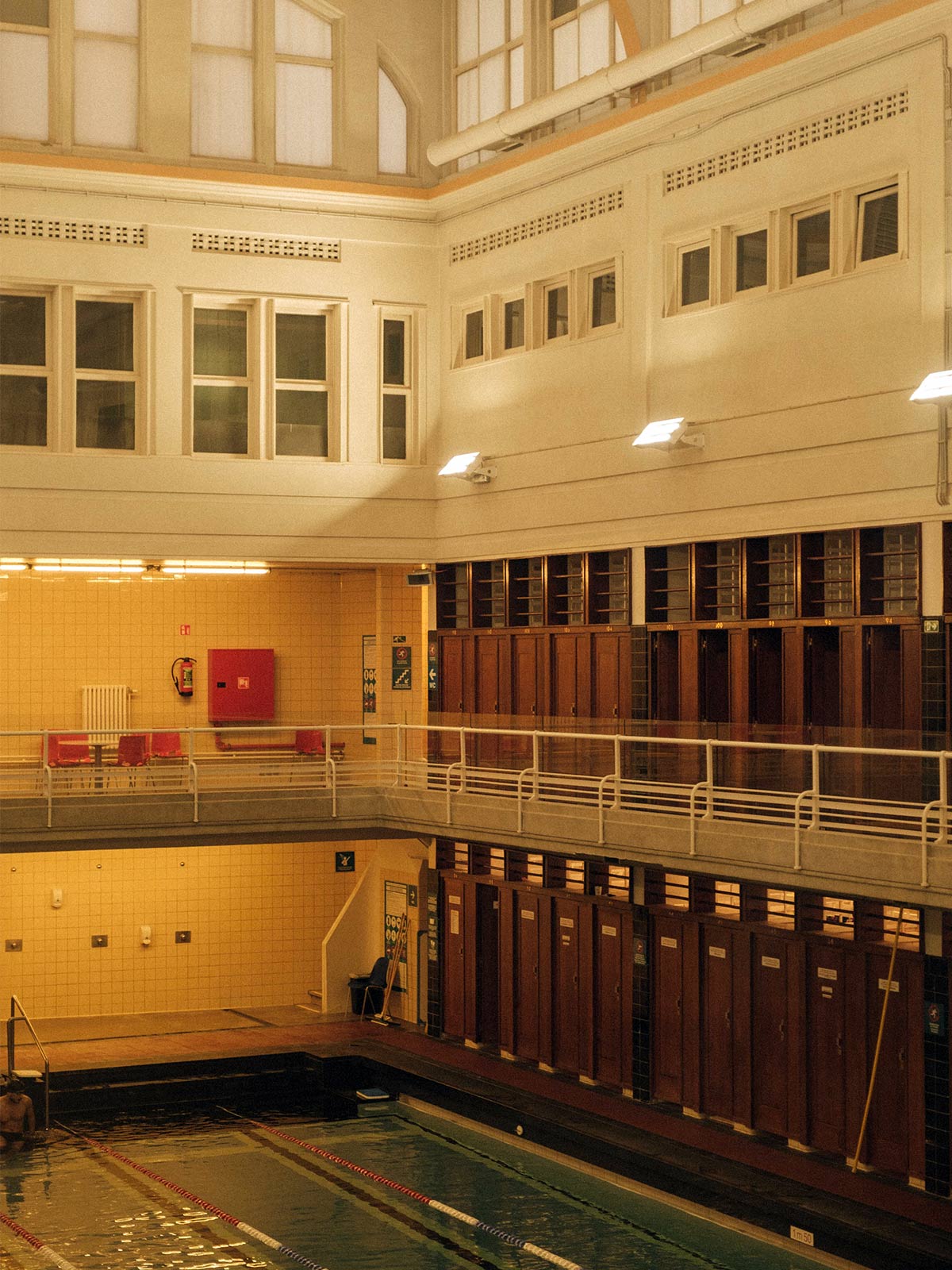 Interior of the Saint Josse Baths featuring original Art Deco achitecture.