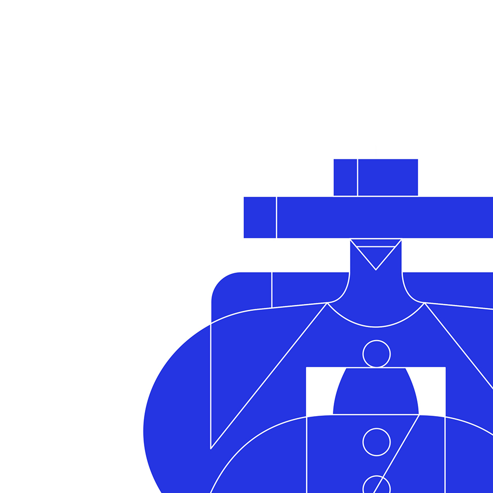 Blue design on white background