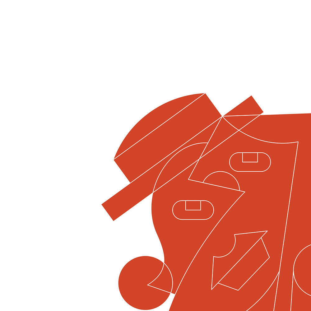 Red design on white background