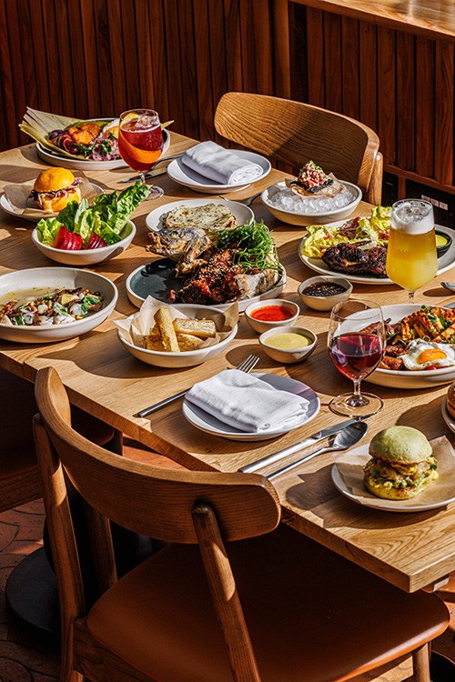 Tasty food laid out on a table