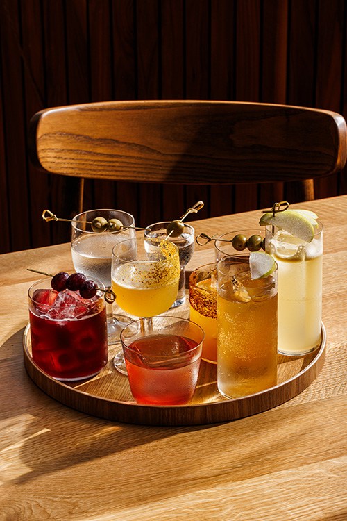 Tray of cocktails and spirits