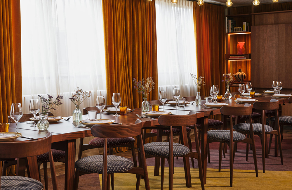 Dining table laid out for a party