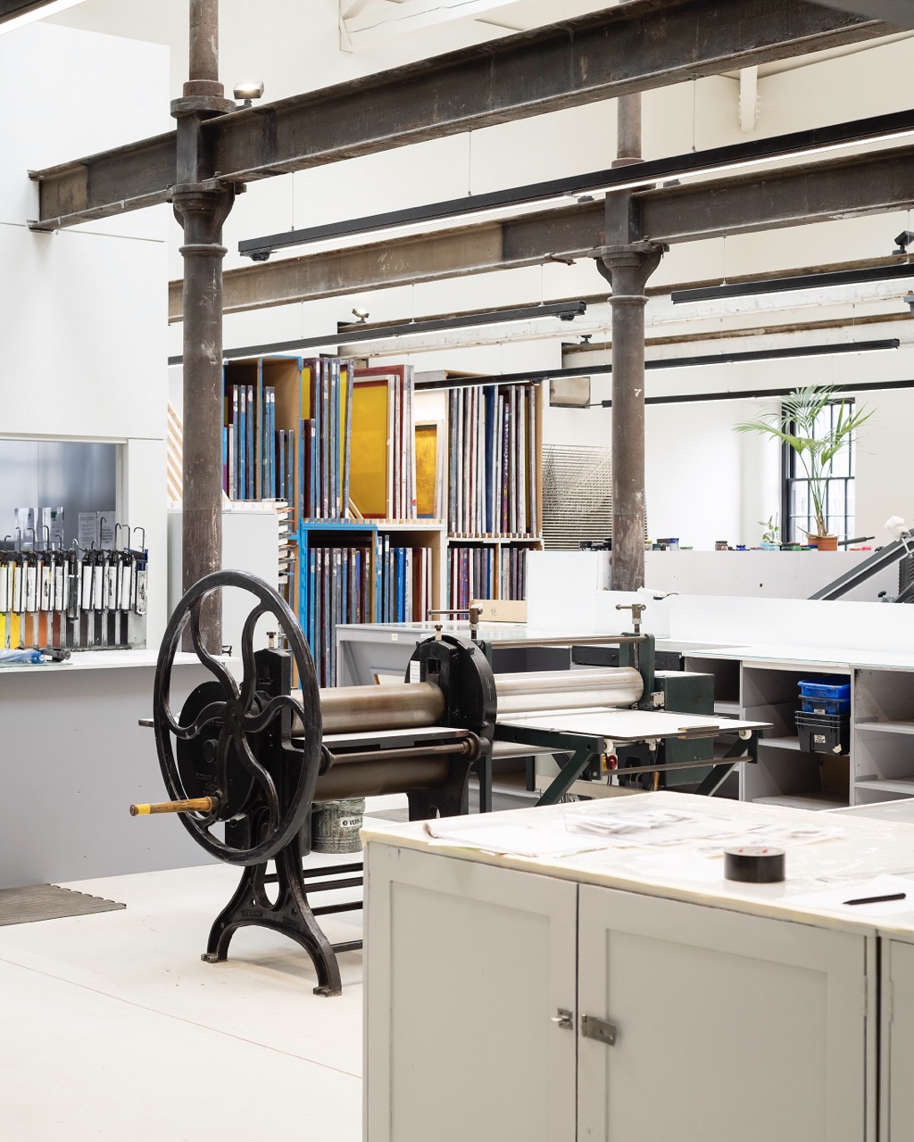 the inside of the print shop.