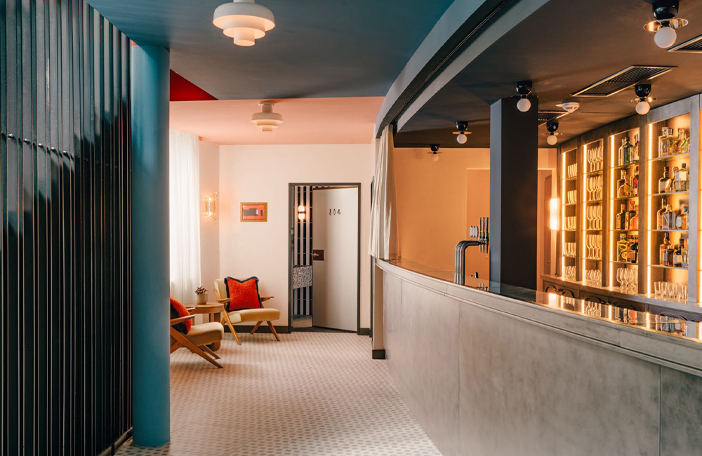 View of the bar counter of the foyer bar.