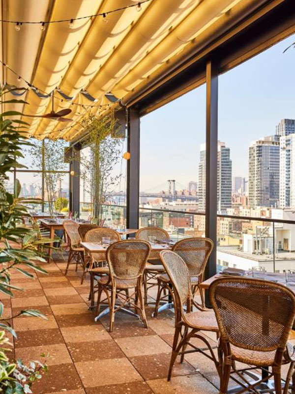 The Rooftop restaurant at The Hoxton Williamsburg, New York, Brooklyn.