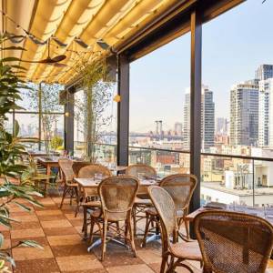 The Rooftop restaurant at The Hoxton Williamsburg, New York, Brooklyn.