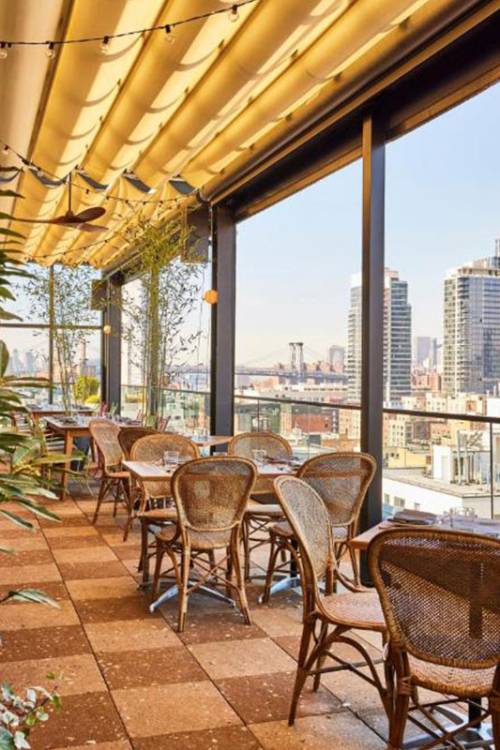 The Rooftop restaurant at The Hoxton Williamsburg, New York, Brooklyn.